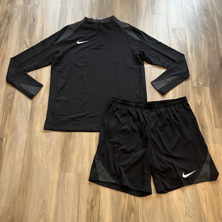 BNWT Nike Dri Fit Strike Tracksuit Half Zip Track Top Shorts 2 Set, Black